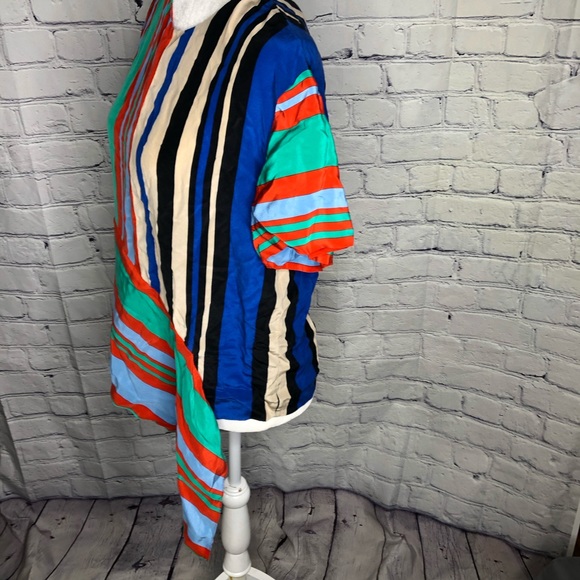 Diane Von Furstenberg Silk Short Sleeve Blouse Med - Picture 5 of 8